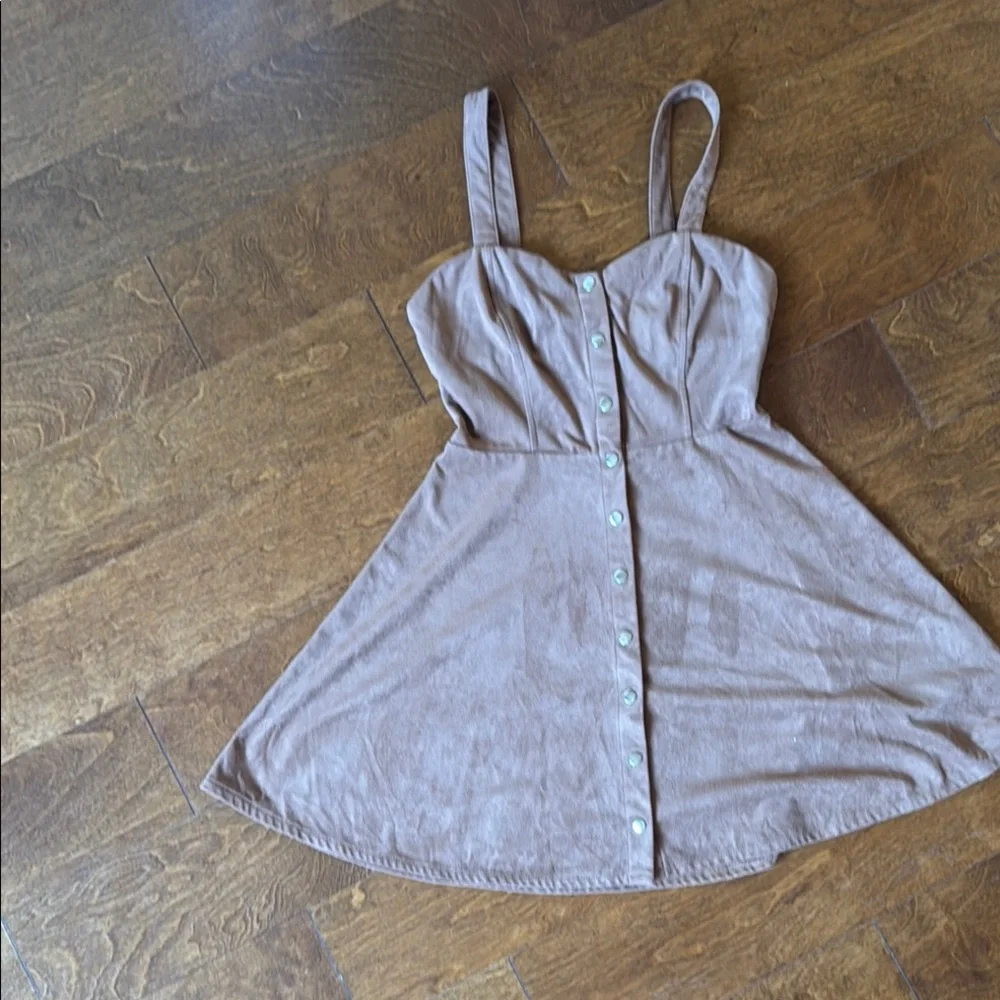 Tan Button-Front Dress - Picture 1 of 3